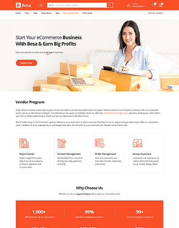 Besa - Elementor Marketplace WooCommerce Theme