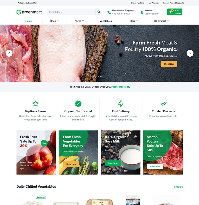 GreenMart – Organic & Food WooCommerce WordPress Theme