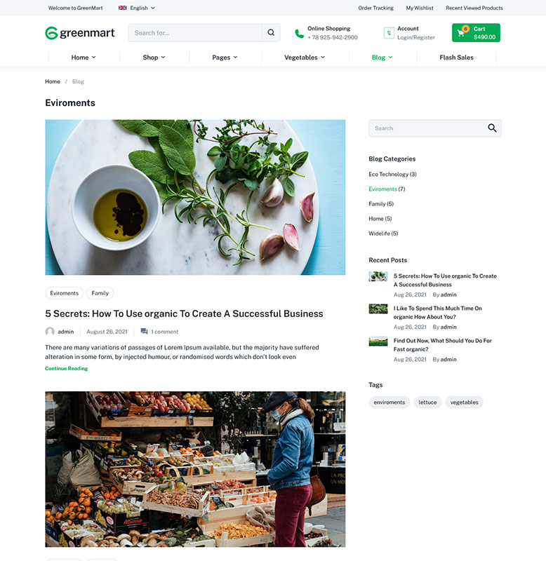 GreenMart – Organic & Food WooCommerce WordPress Theme