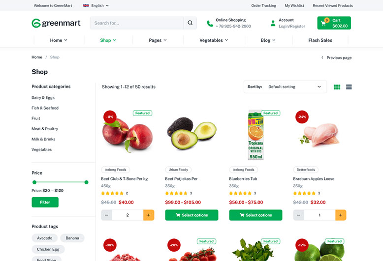 GreenMart – Organic & Food WooCommerce WordPress Theme