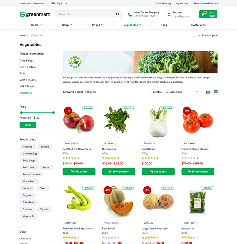 GreenMart – Organic & Food WooCommerce WordPress Theme