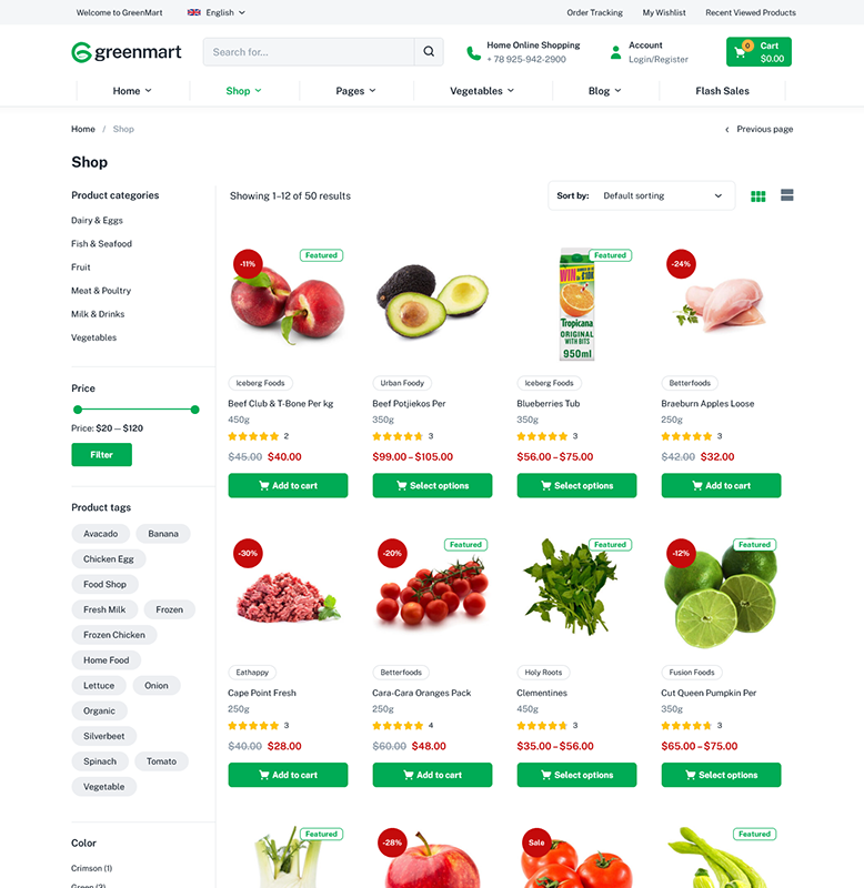 GreenMart – Organic & Food WooCommerce WordPress Theme