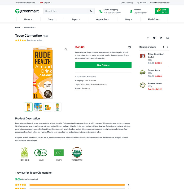 GreenMart – Organic & Food WooCommerce WordPress Theme