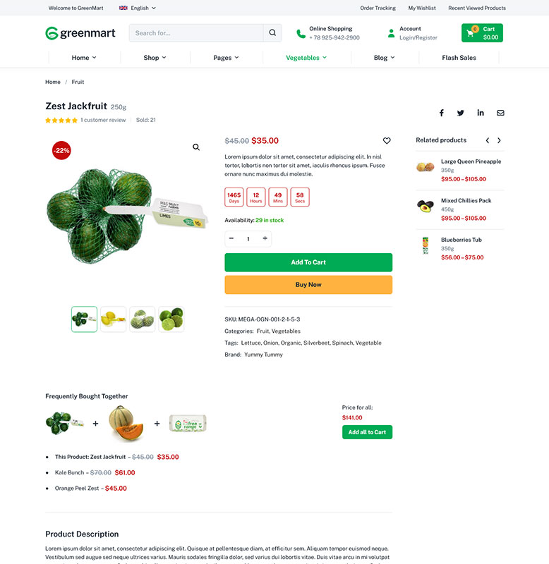 GreenMart – Organic & Food WooCommerce WordPress Theme