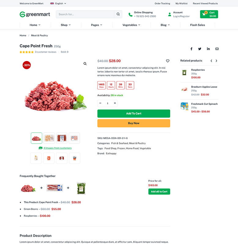 GreenMart – Organic & Food WooCommerce WordPress Theme