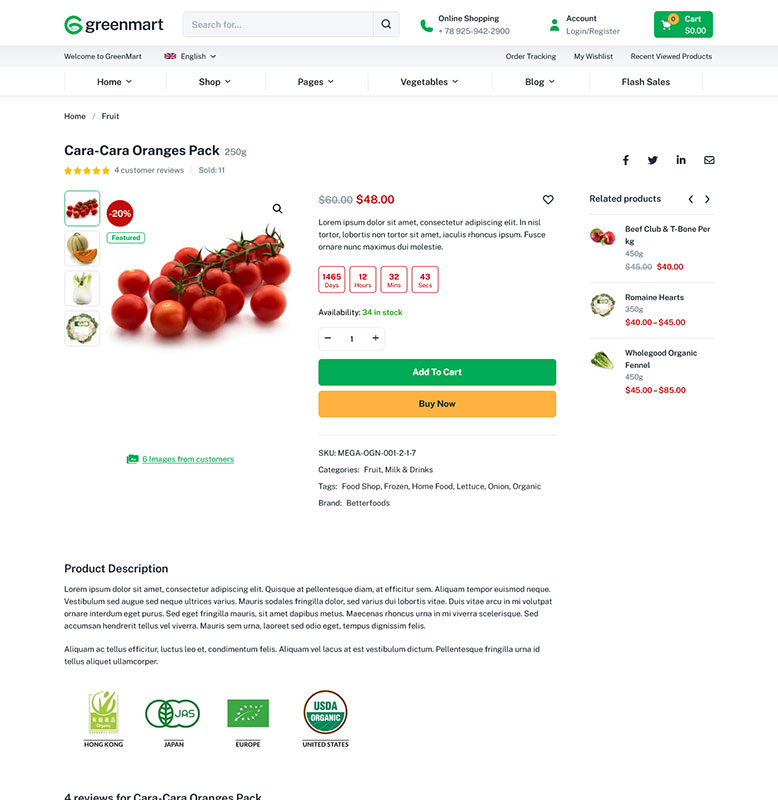 GreenMart – Organic & Food WooCommerce WordPress Theme