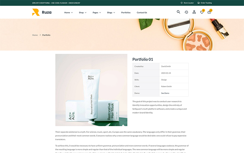Ruza - Beauty Cosmetics Shop WordPress Theme